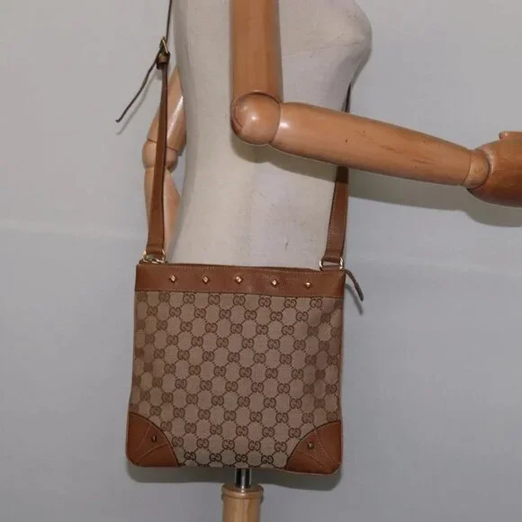 GUCCI GG Canvas Shoulder Bag Beige Gold 120893 Auth BA5739 - Picture 3 of 16